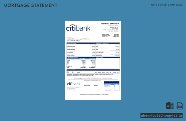 Beispiel eines Hypothekenauszugs der Citibank Mexiko (Word- und PDF-Datei)